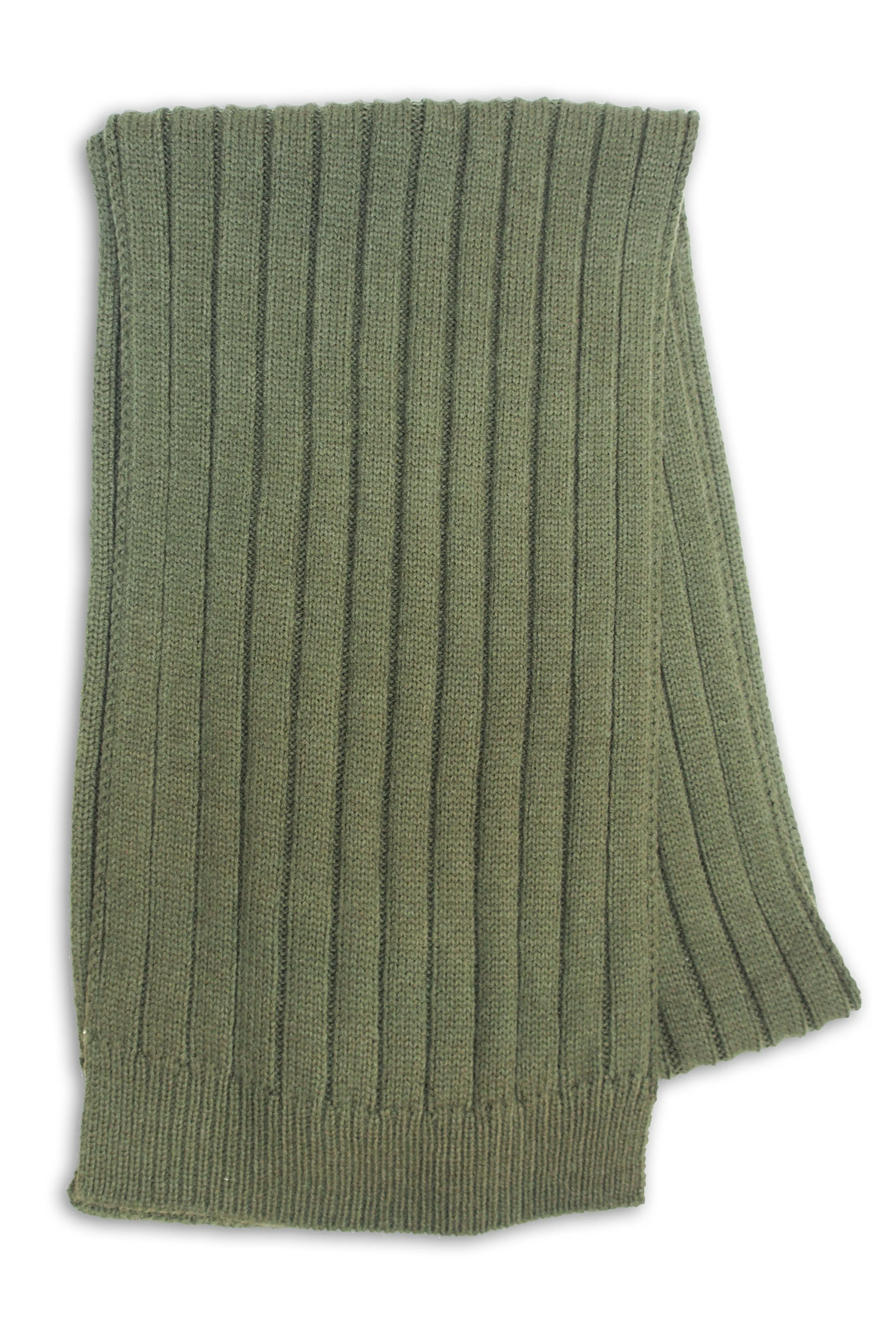 ◇PARTIMENTO◇ RIBBED STRIPE KNIT MUFFLER_KHAKI GREEN Men's Ribbed Knit — TWEEDLES